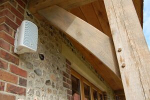 Niles outdoor speakers used for patio area outside kitchen