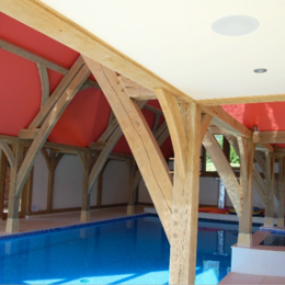 Swimming pool with wet environment KEF in ceiling speakers.