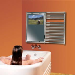 aquavision mirrored tv towel warmer